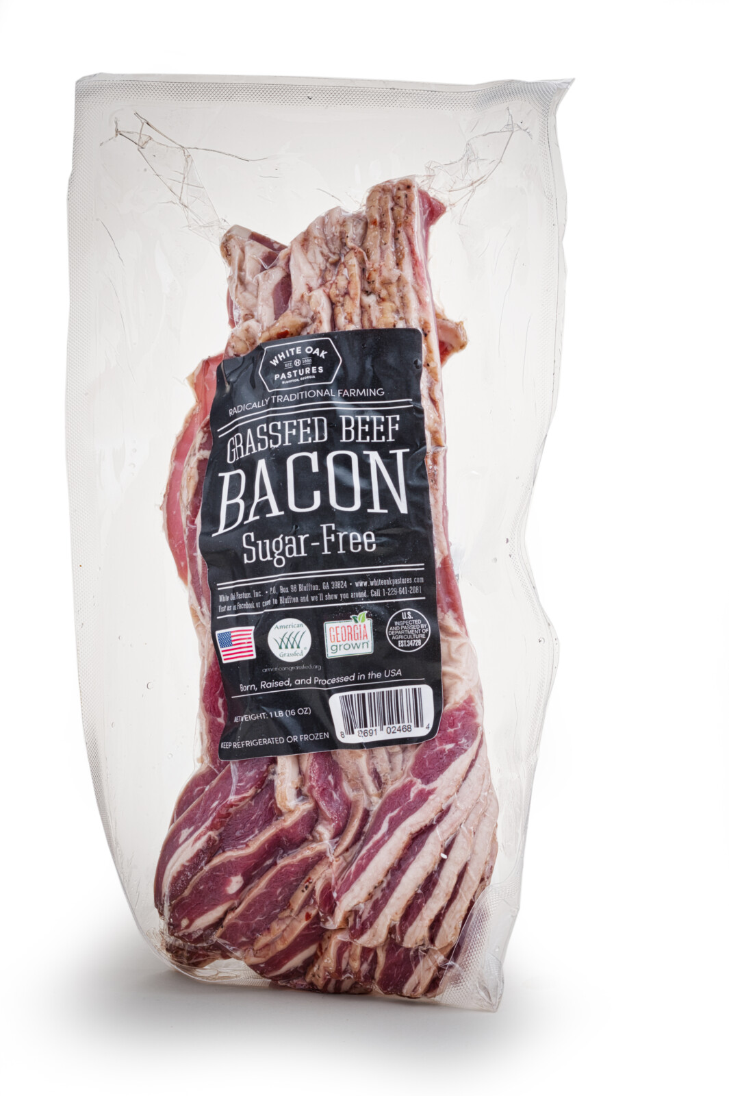 Grassfed Beef Bacon (Sugar-Free, Naturally Cured), White Oak Pastures